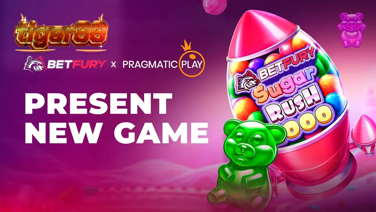Tampilan visual cerah dan penuh warna dari slot BetFury Sugar Rush 1000